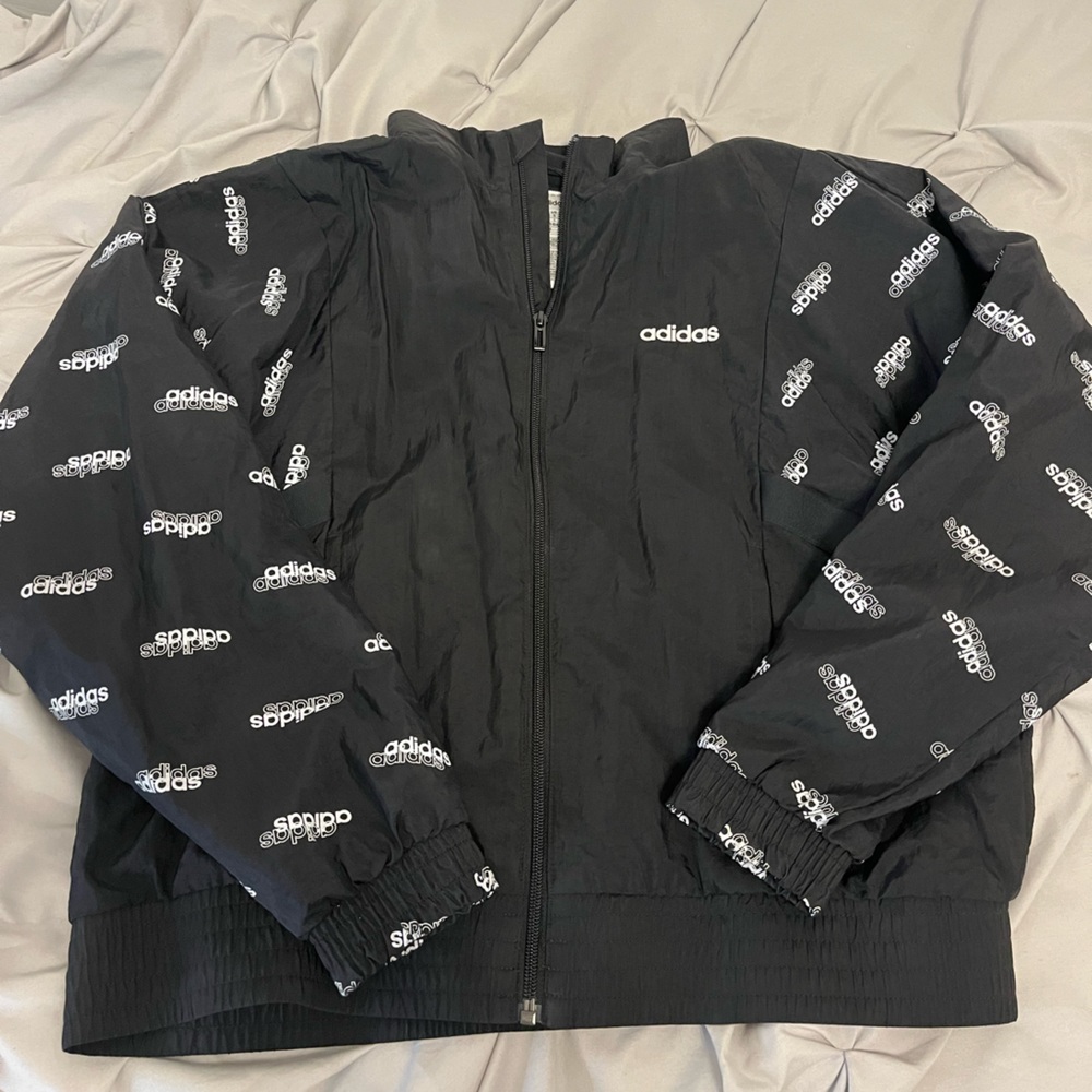 Adidas black windbreaker jacket